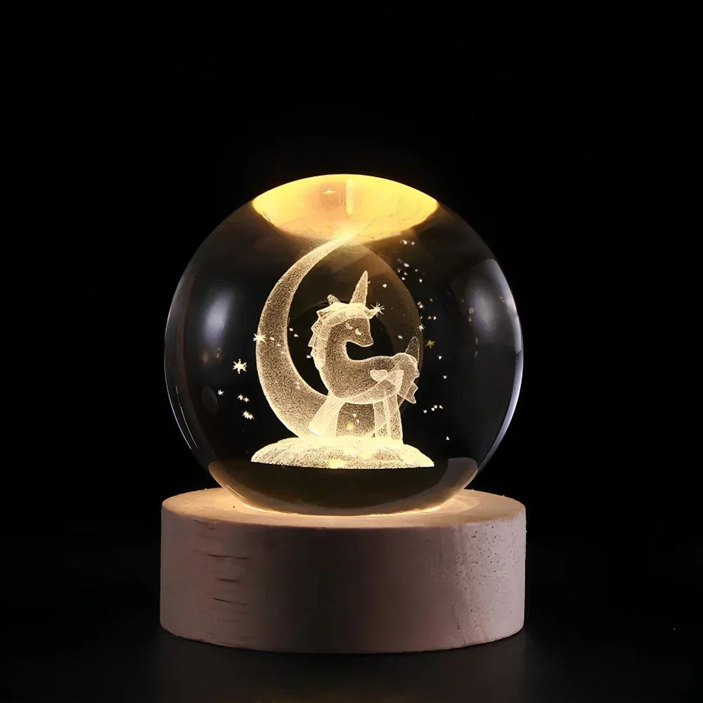 Lampe boule décorative à motif cosmique et LED chaude
