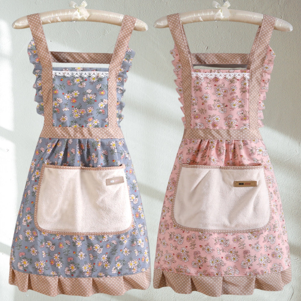 Tablier de cuisine à motif floral avec poches