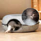 Panier pour Chat 3-en-1 – Maison pour Chat, Tunnel de Jeu et Griffoir Intégré
