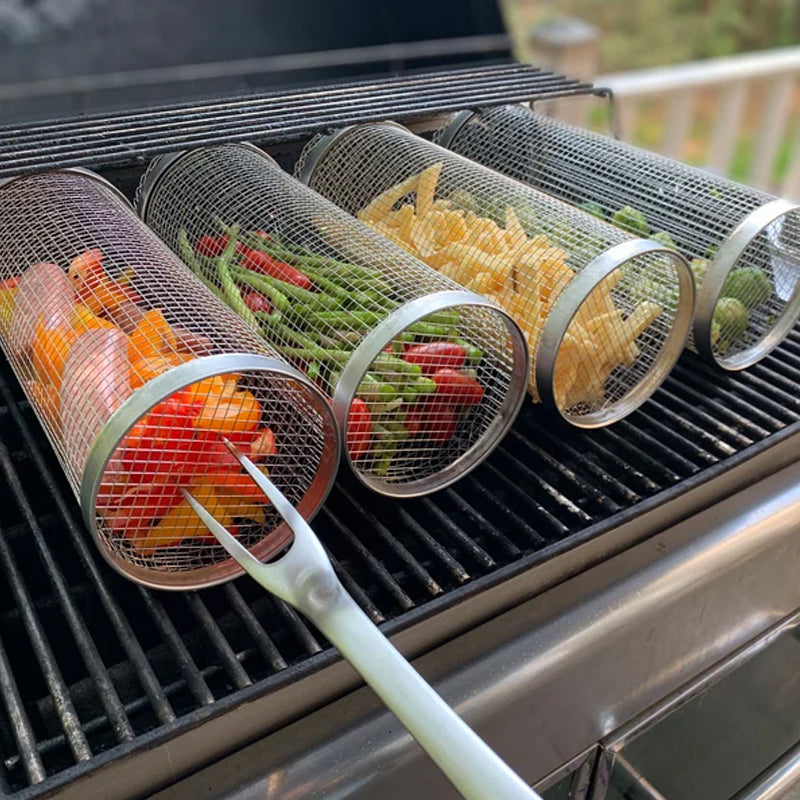 Panier rotatif pour barbecue – Rôtissoire à légumes en acier inoxydable 304 – image 3