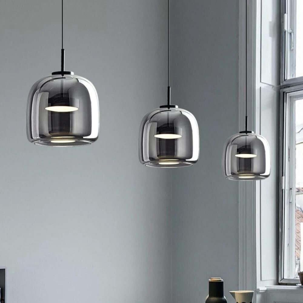 Suspension en fer et verre avec douille E27