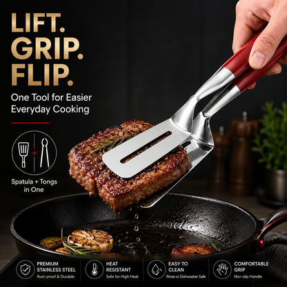 Pince et spatule de cuisine 2 en 1