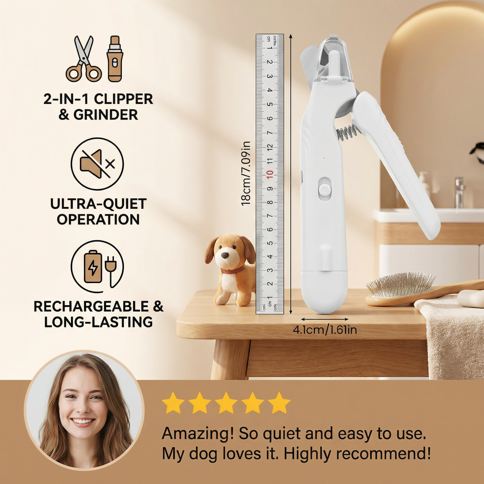 Coupe-griffes et lime électrique 2-en-1 pour chien – image 2