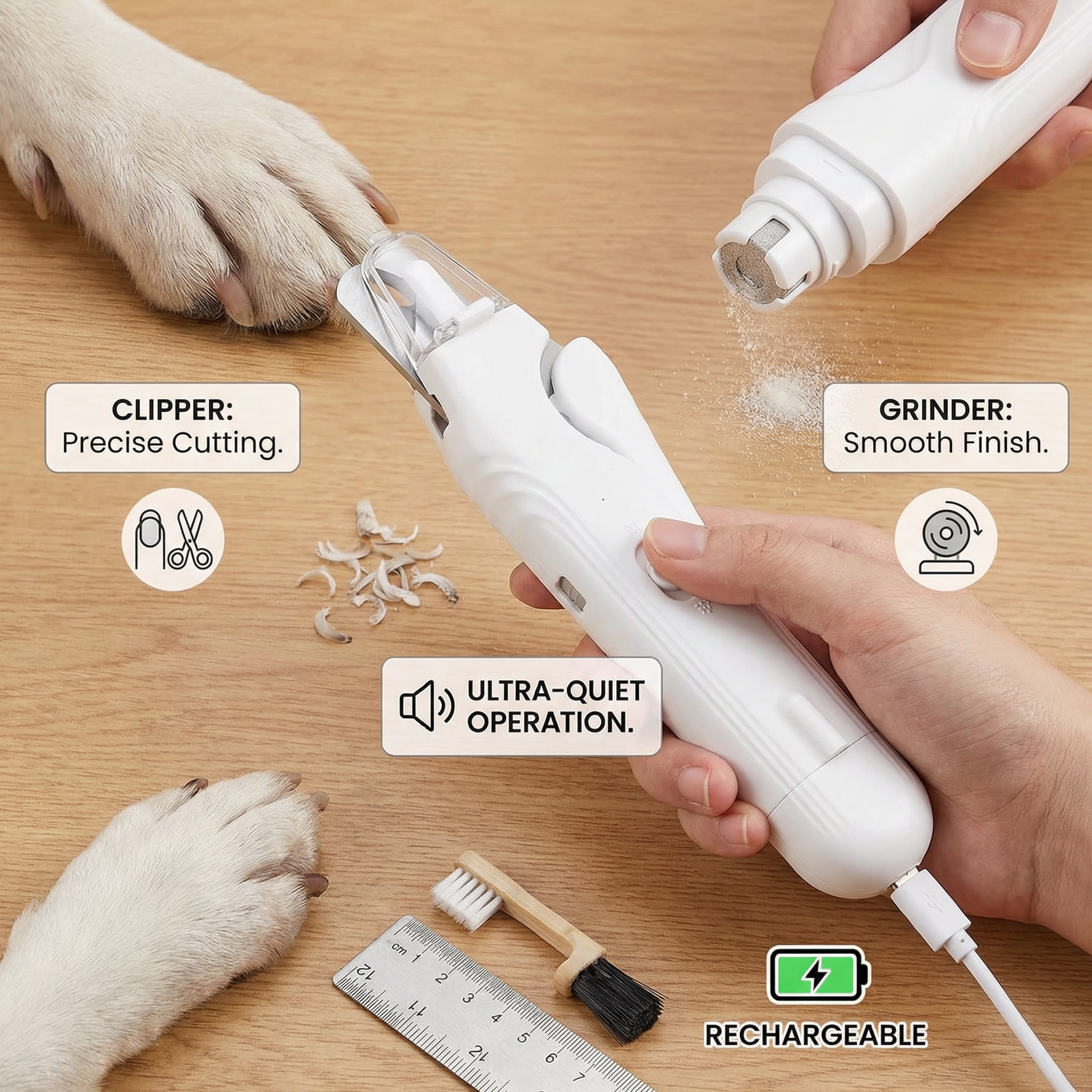 Coupe-griffes et lime électrique 2-en-1 pour chien – image 3