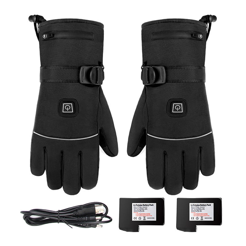 Gants chauffants noirs en nylon à alimentation au choix