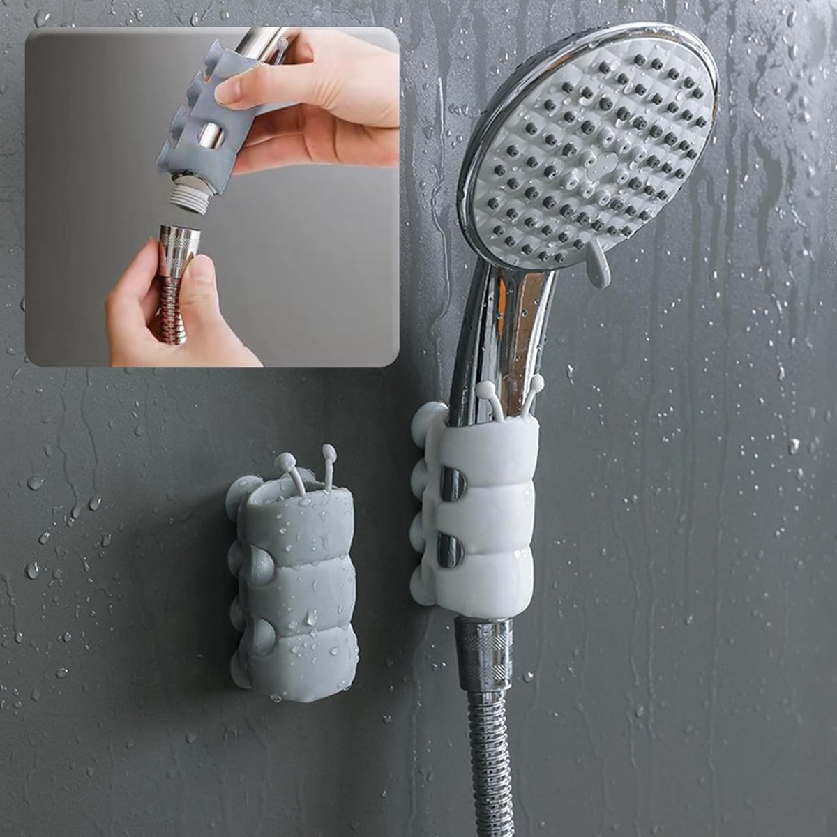 Lot de 4 supports de douchette en silicone à ventouses