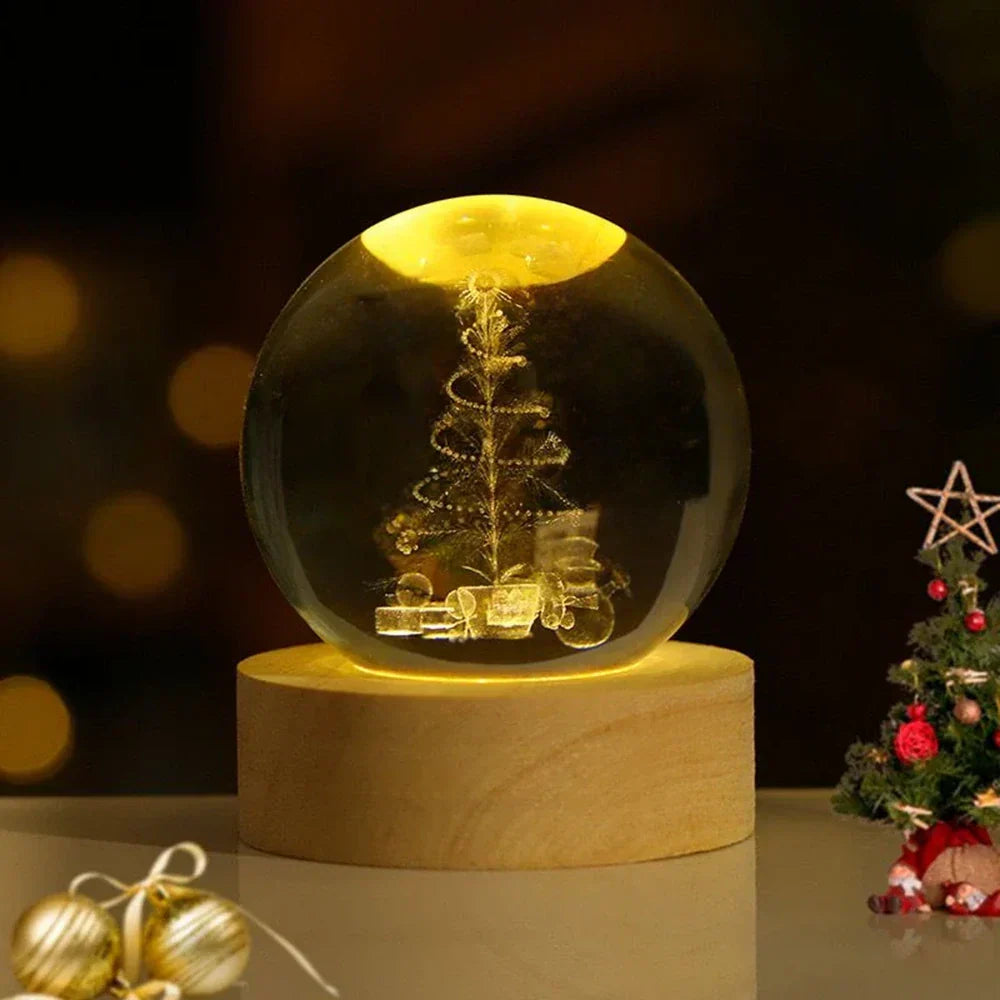 Lampe boule décorative à motif cosmique et LED chaude