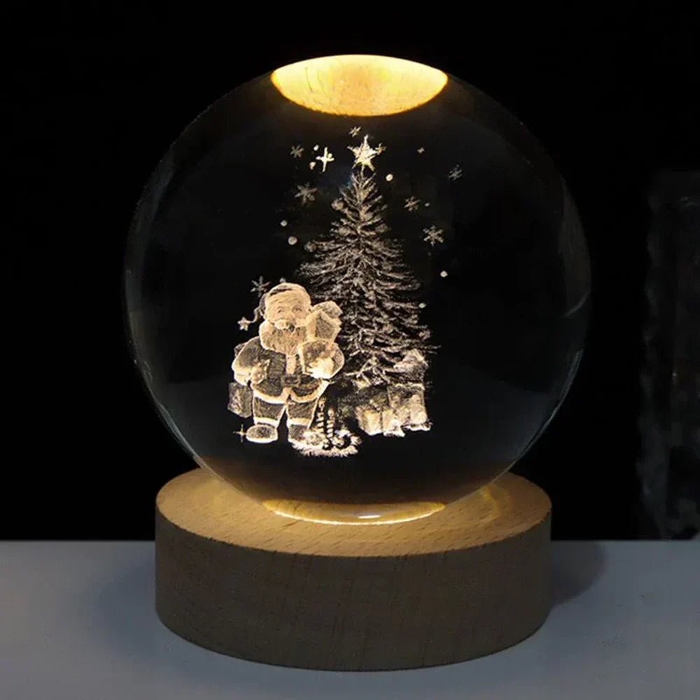 Lampe boule décorative à motif cosmique et LED chaude