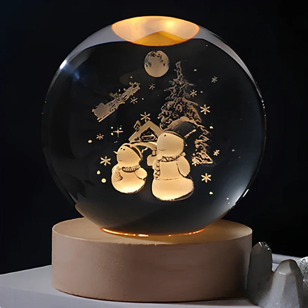 Lampe boule décorative à motif cosmique et LED chaude