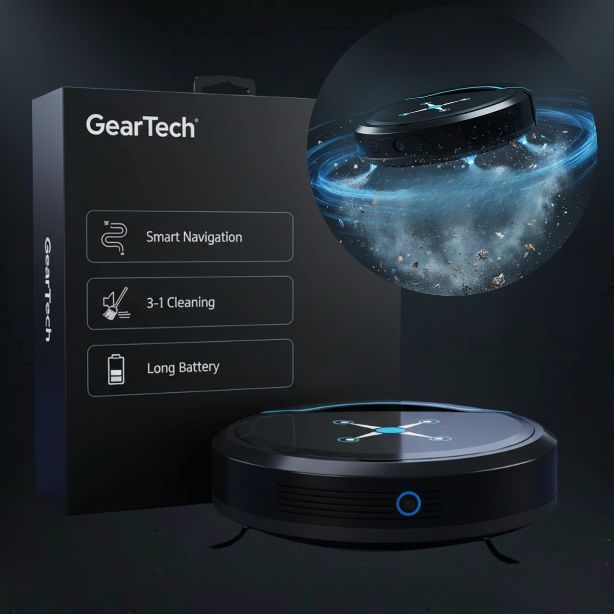 Robot de nettoyage de sol rechargeable, aspiration et lavage
