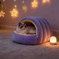 Felineau Lit Caverne Polaire pour Chat | Couchage Semi-Fermé en Polaire Arctique