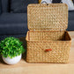 Panier de rangement rectangulaire tressé avec couvercle