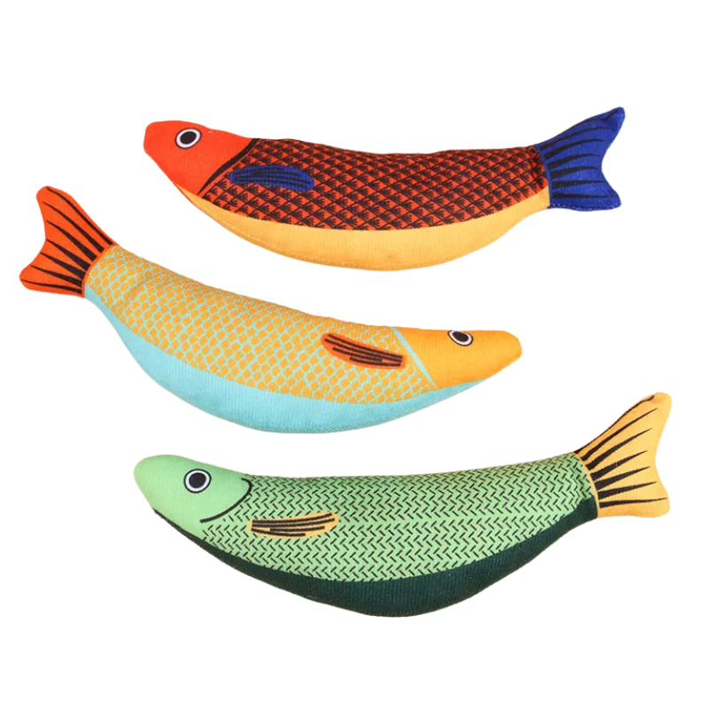 Felineau Jouets Poissons à l'Herbe à Chat - Lot de 3