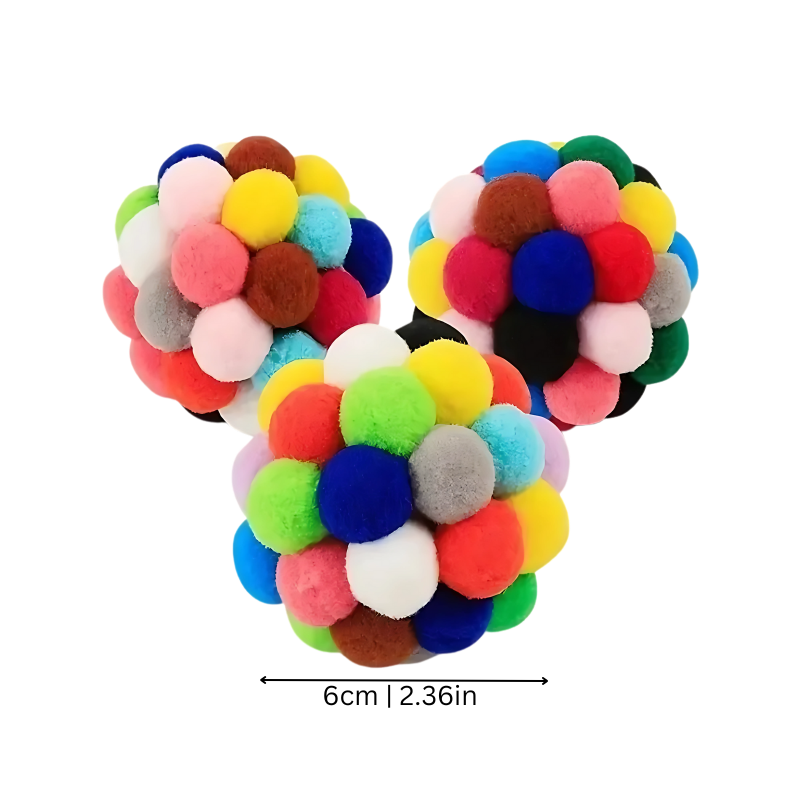 Balles Pompon Chat - Jouets Peluche x3 - image 2
