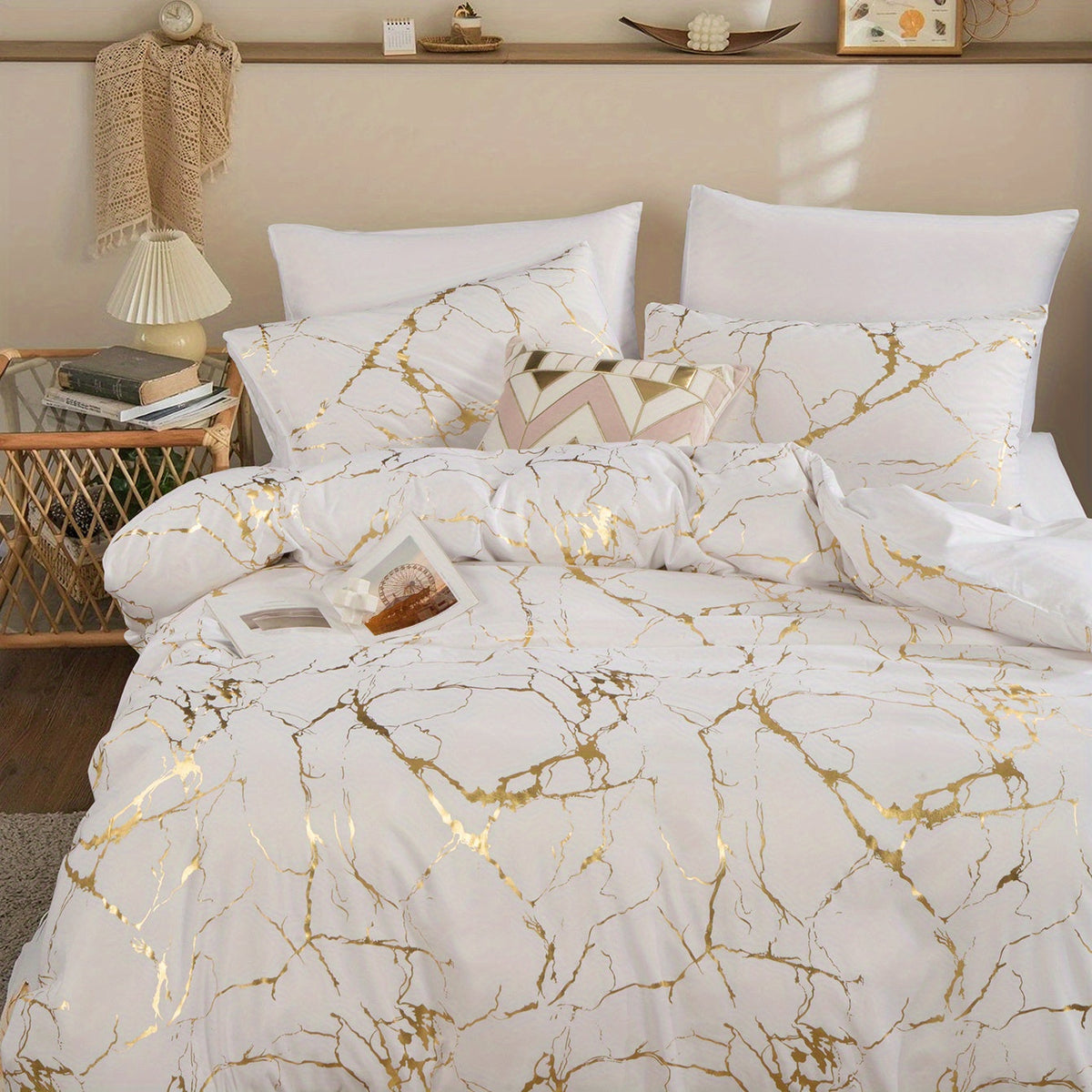 Parure de lit en tissu tissé, plusieurs motifs