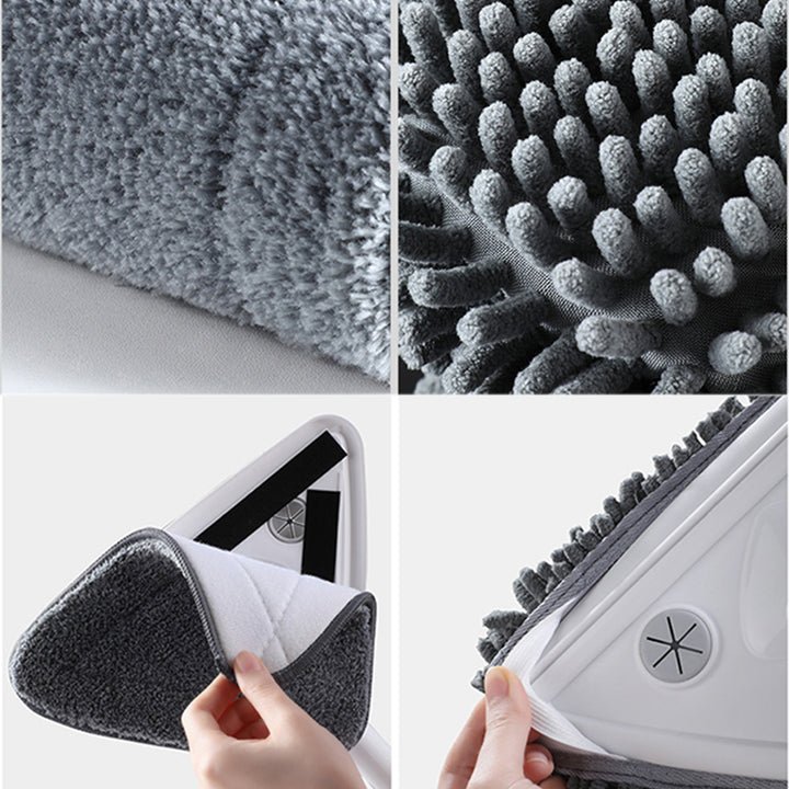 Balai triangulaire pivotant pour angles et recoins