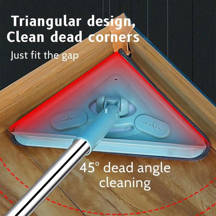 Balai triangulaire pivotant pour angles et recoins