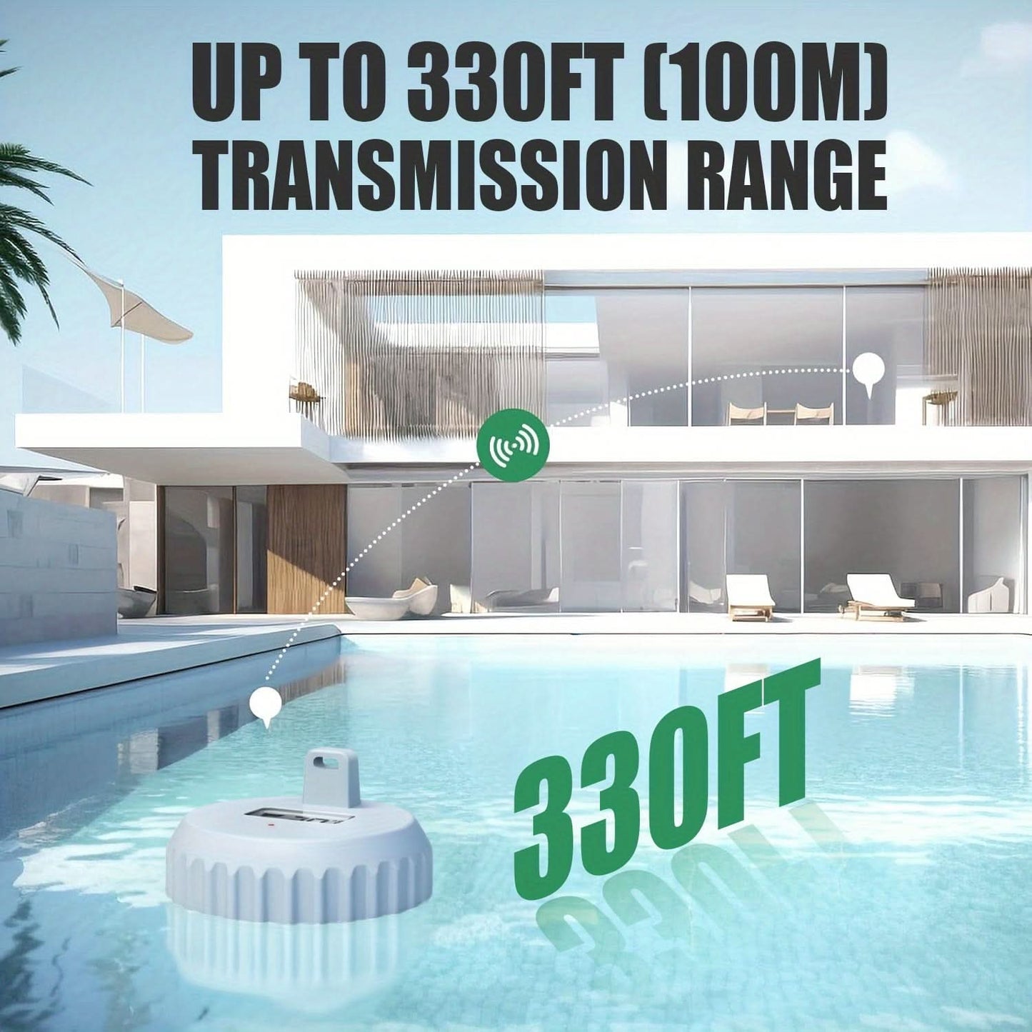 Thermomètre de piscine sans fil avec affichage numérique flottant – image 6