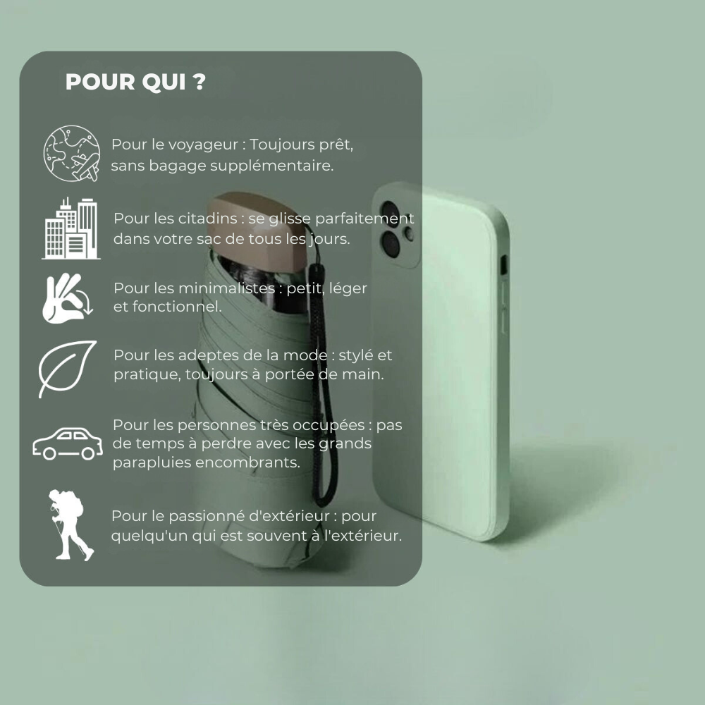 Parapluie compact de voyage – rouge – image 18