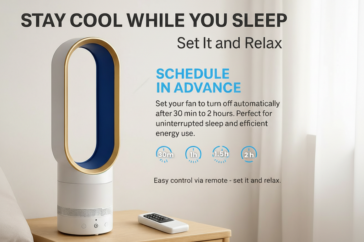 Ventilateur sans pales apparentes avec télécommande