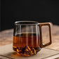 Tasse en verre avec poignée en bois, 400 ml