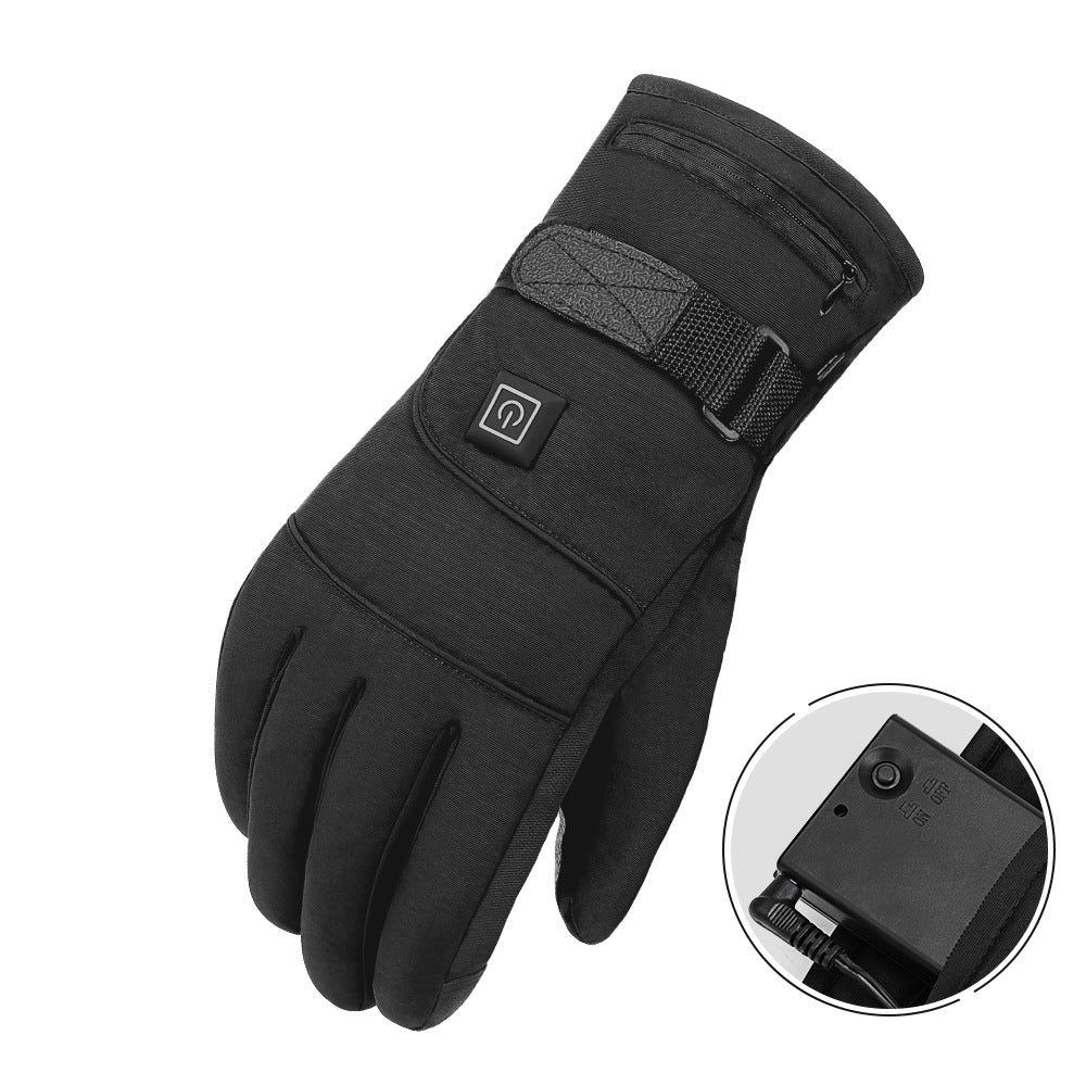 Gants chauffants noirs en nylon à alimentation au choix