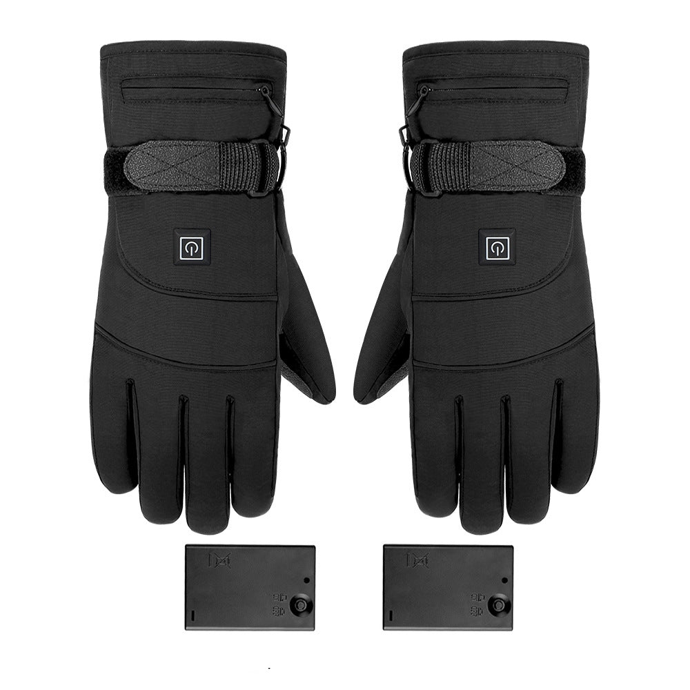 Gants chauffants noirs en nylon à alimentation au choix
