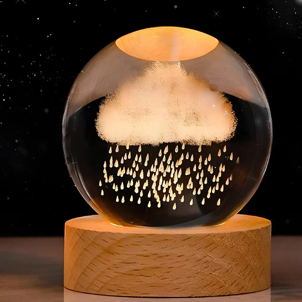 Lampe boule décorative à motif cosmique et LED chaude