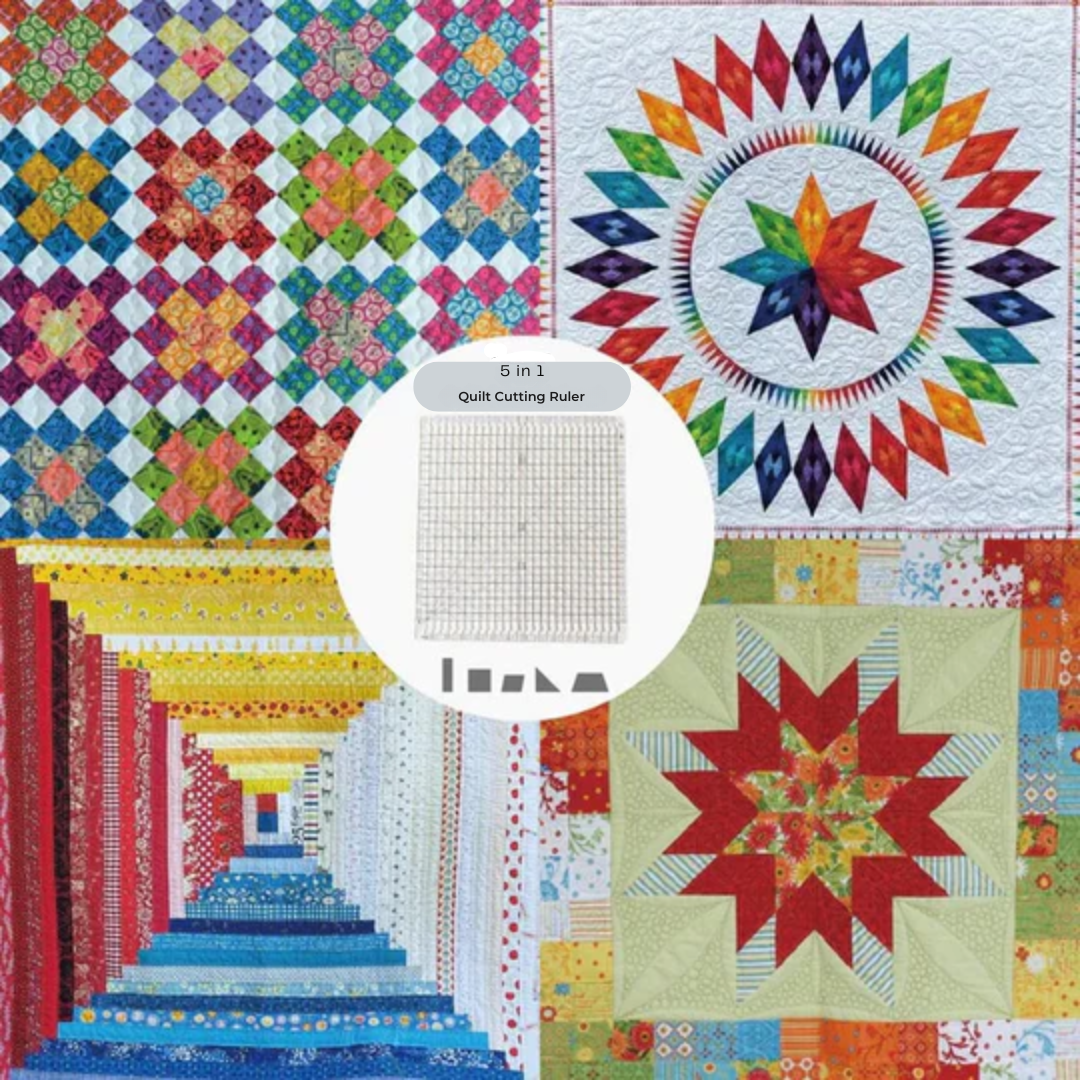 Ensemble de règles de couture 5 en 1 avec cutter rotatif