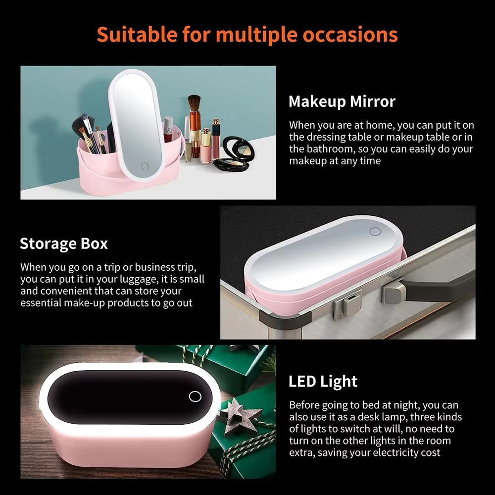 Boîte de maquillage avec miroir éclairé