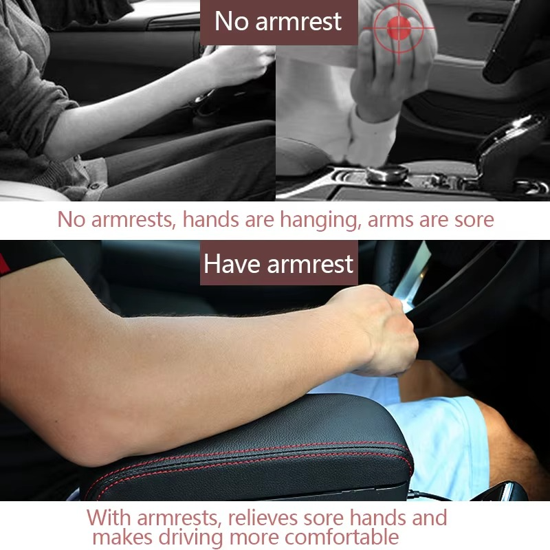 Accoudoir de voiture avec rangement, recharge sans fil en option