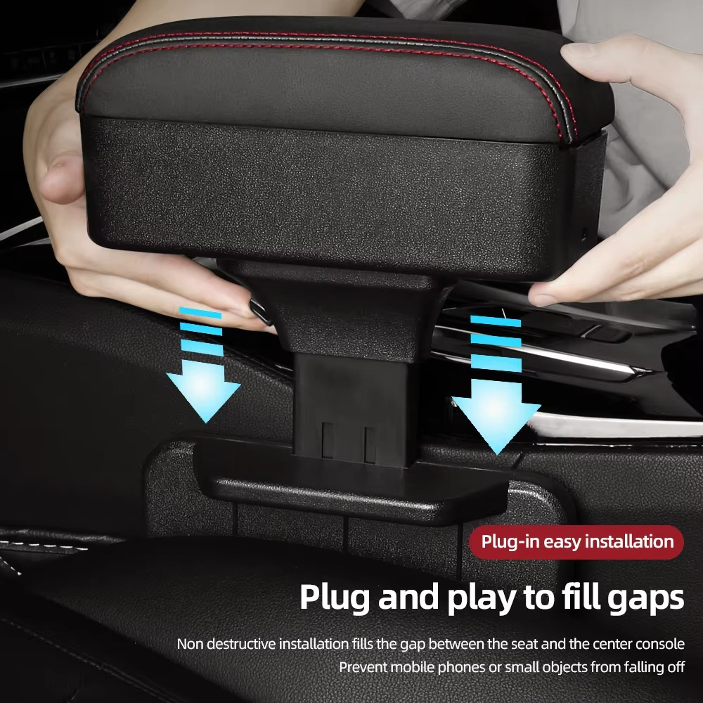 Accoudoir de voiture avec rangement, recharge sans fil en option