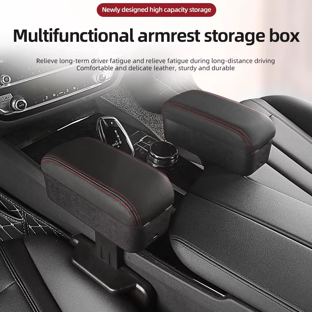Accoudoir de voiture avec rangement, recharge sans fil en option
