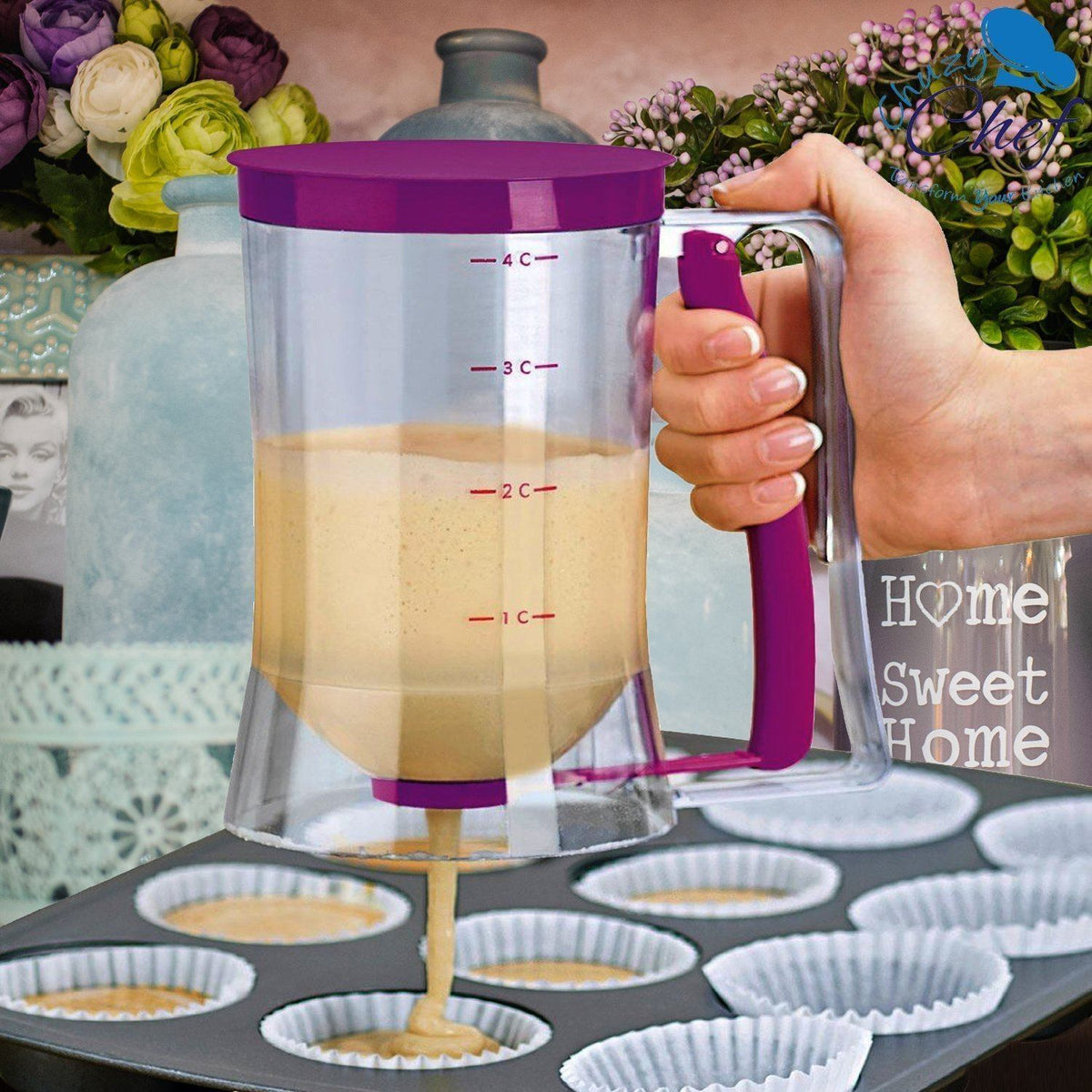 Distributeur de pâte à crêpes avec mélangeur