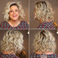 Perruque carrée blonde dégradée en fibres synthétiques