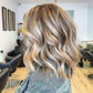 Perruque carrée blonde dégradée en fibres synthétiques