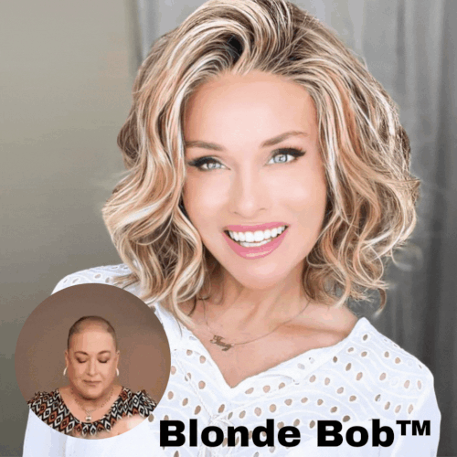 Perruque carrée blonde dégradée en fibres synthétiques