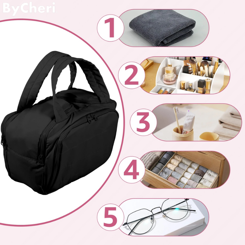 Trousse de toilette en polyester à compartiments
