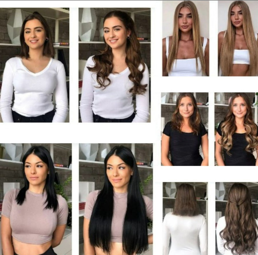 Extensions de cheveux sur fil, longueurs de 36 à 46 cm