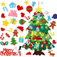 Sapin de Noël en feutre avec 32 ornements – 100 × 70 cm