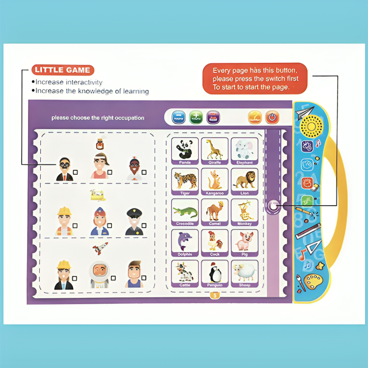Livre sonore interactif pour enfants avec musique et mots