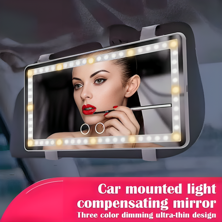 Miroir de maquillage à LED pour voiture, 24 × 11,5 cm