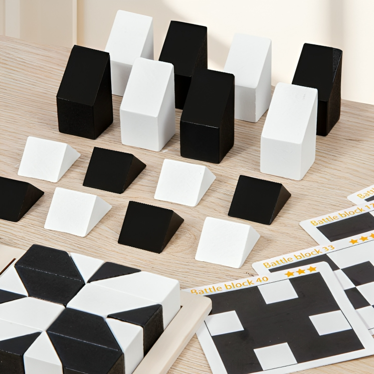 Jeu de blocs en bois avec 40 cartes de défis