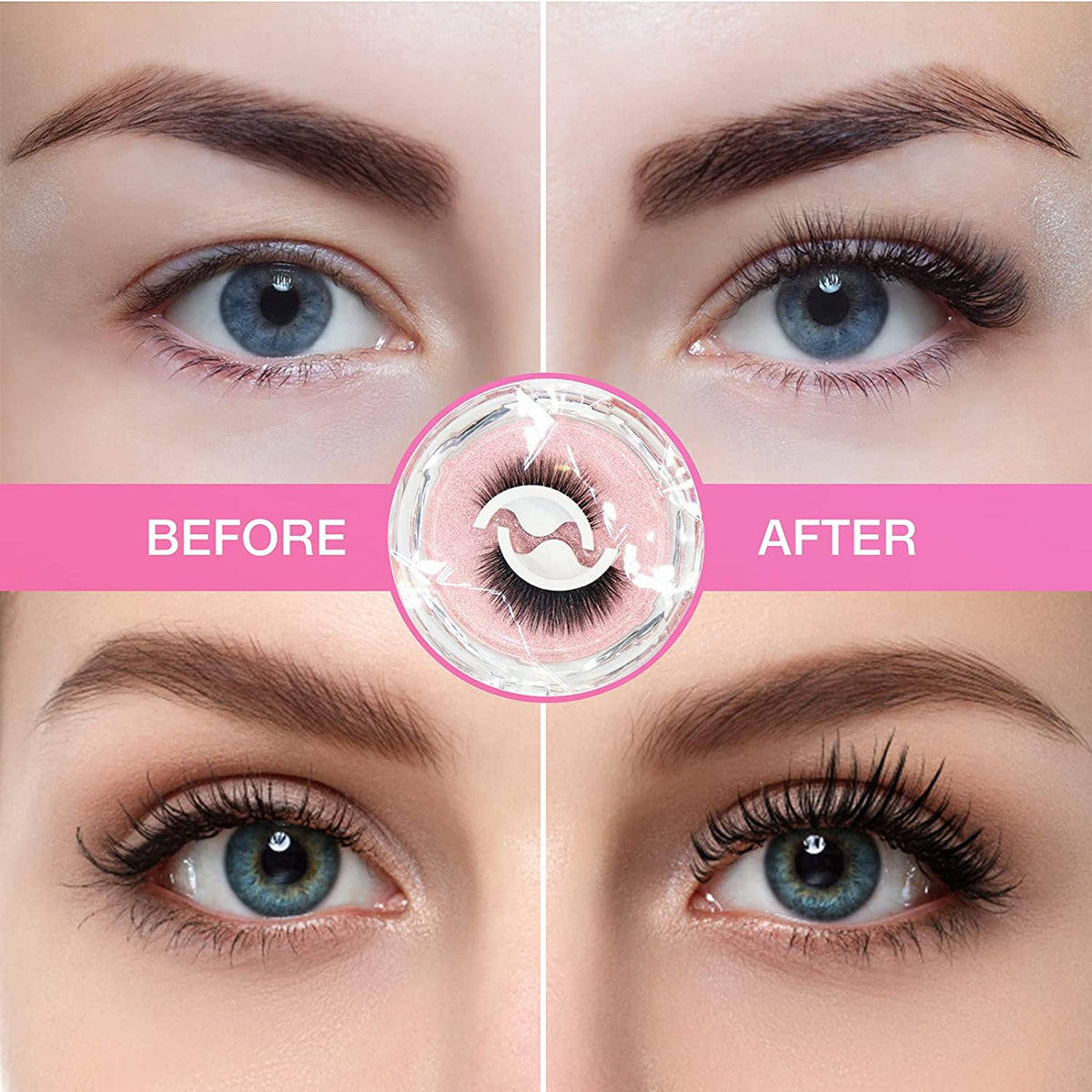Faux cils autocollants lavables en fibres synthétiques
