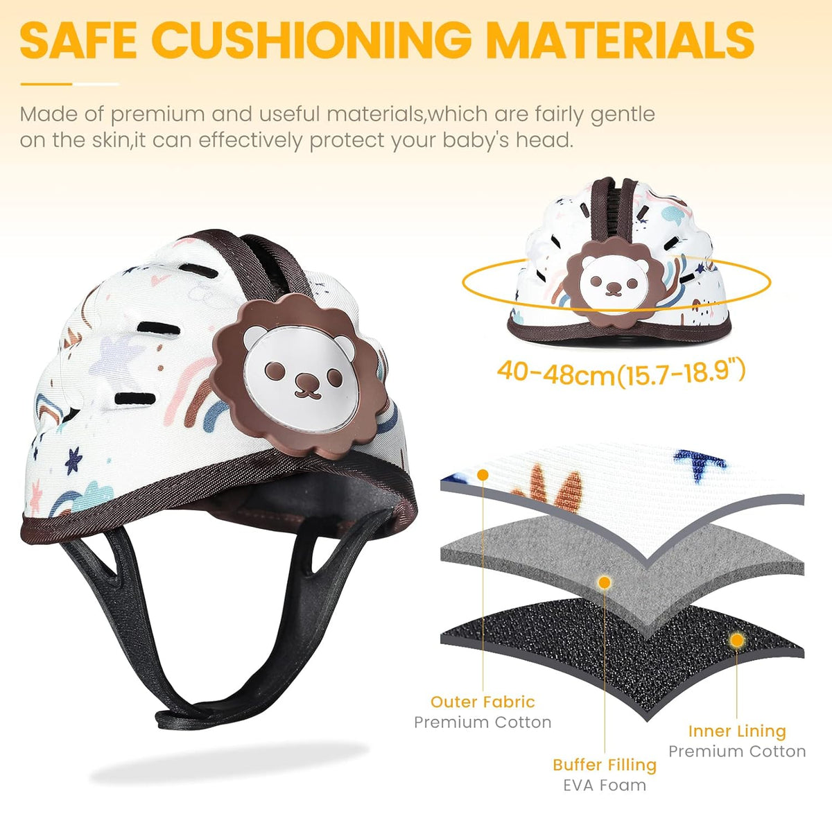 Bonnet rembourré pour bébé à sangle réglable