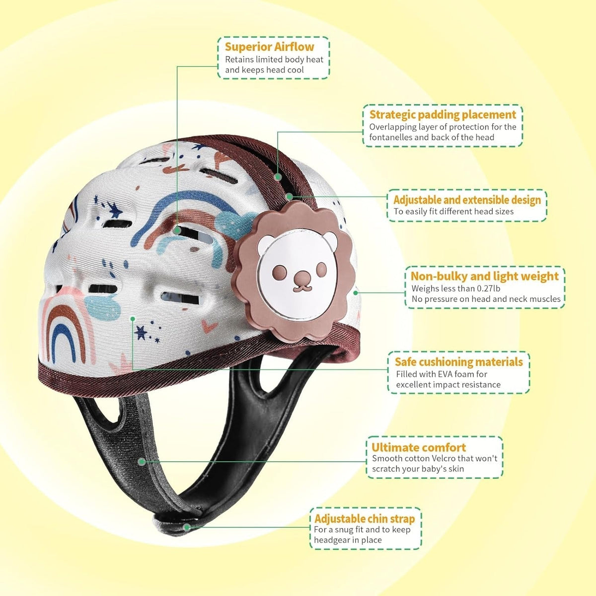 Bonnet rembourré pour bébé à sangle réglable