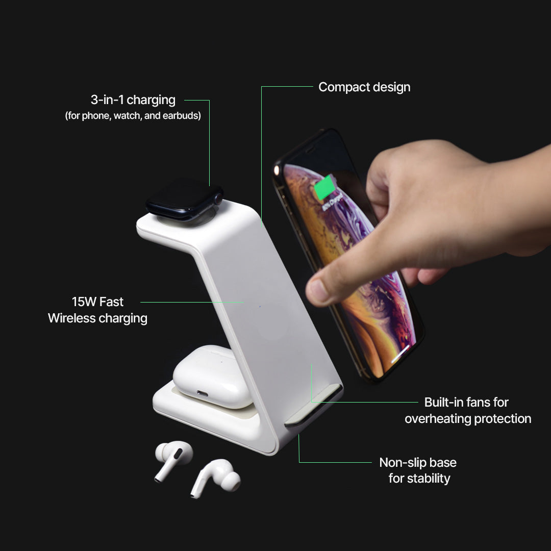 Station de recharge sans fil pour plusieurs appareils, jusqu'à 15 W