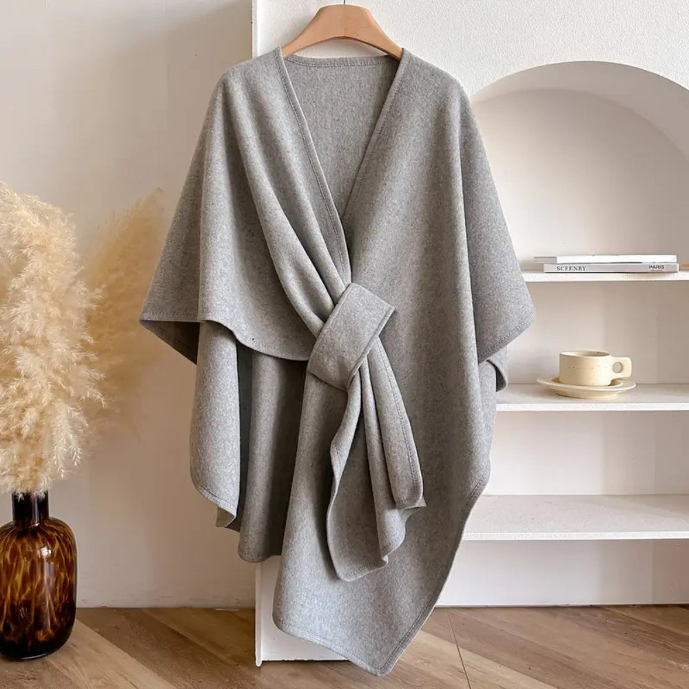 Manteau châle en mélange de microfibres