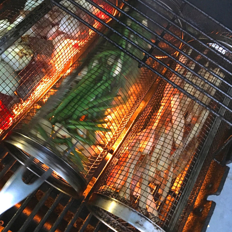 Panier rotatif pour barbecue – Rôtissoire à légumes en acier inoxydable 304 – image 7