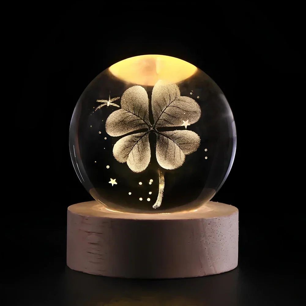 Lampe boule décorative à motif cosmique et LED chaude